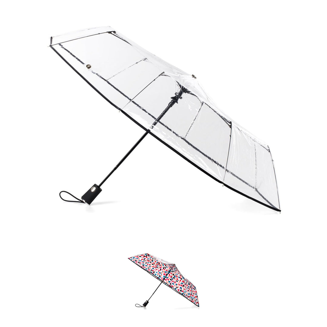 totes Transparenter Regenschirm, automatisches Öffnen, zusammenklappbar, schwarz, Einheitsgrösse, Ul