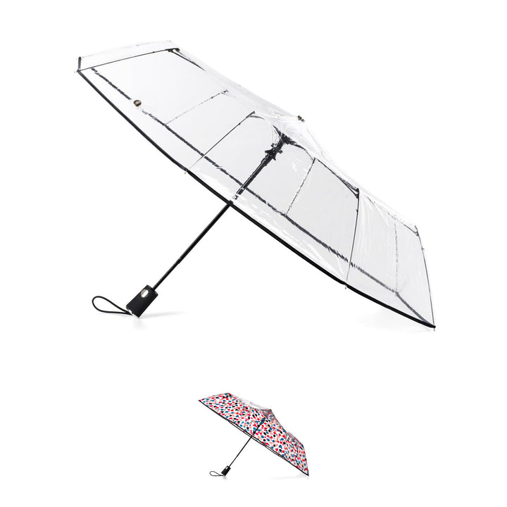 totes Transparenter Regenschirm, automatisches Öffnen, zusammenklappbar, schwarz, Einheitsgrösse, Ul