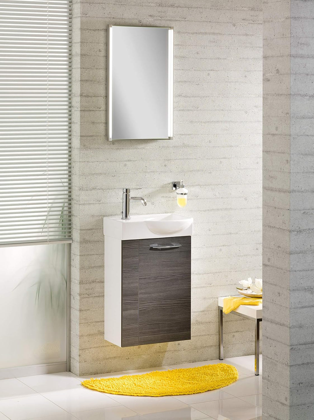 FACKELMANN Waschbecken rechts Gäste-WC / Waschtisch aus Keramik / Masse (B x H x T): ca. 45 x 10,5 x