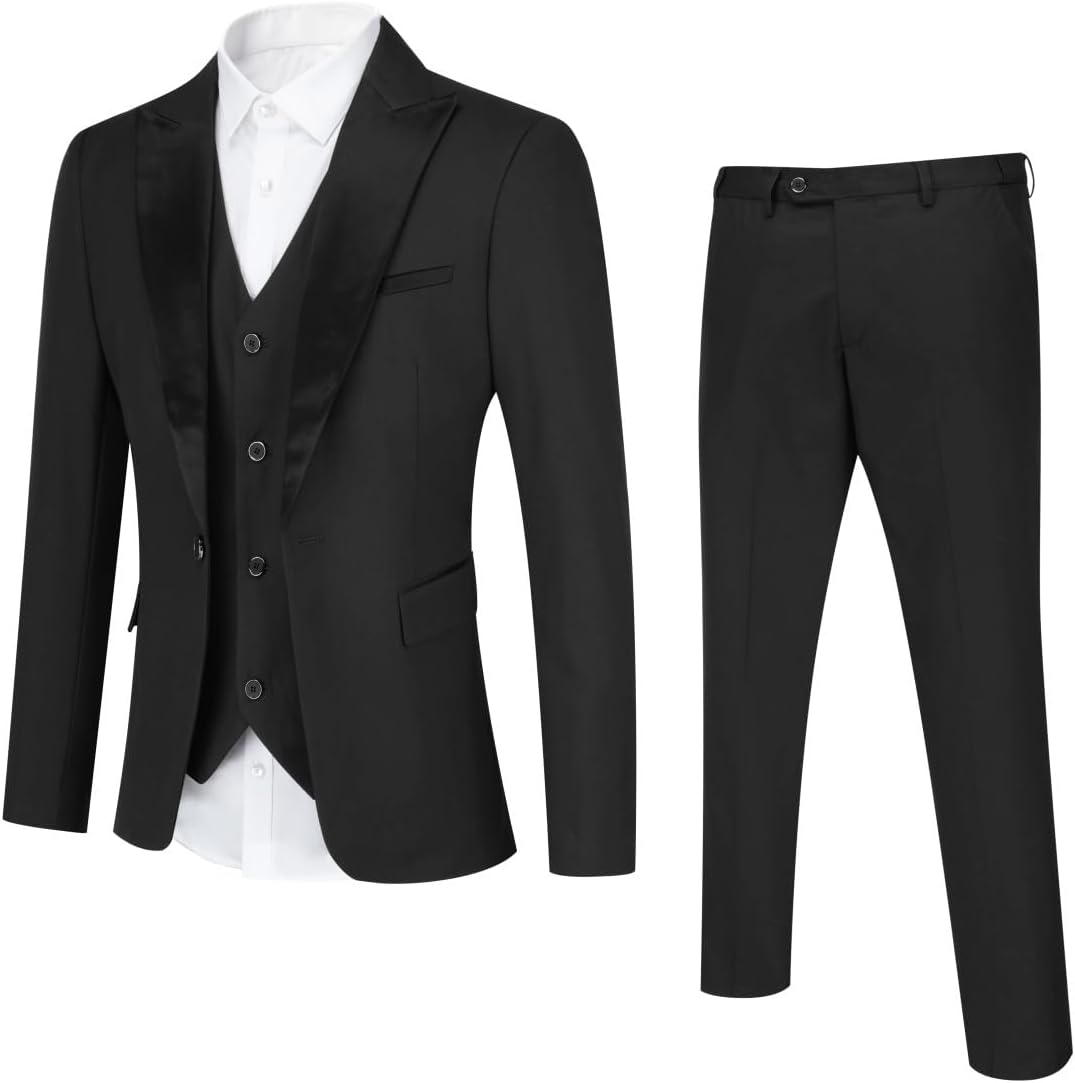 YOUTHUP Anzug Herren Slim Fit 3 Teilig Anzüge Peak Lapel Morden Herrenanzug Business Hochzeit Smokin