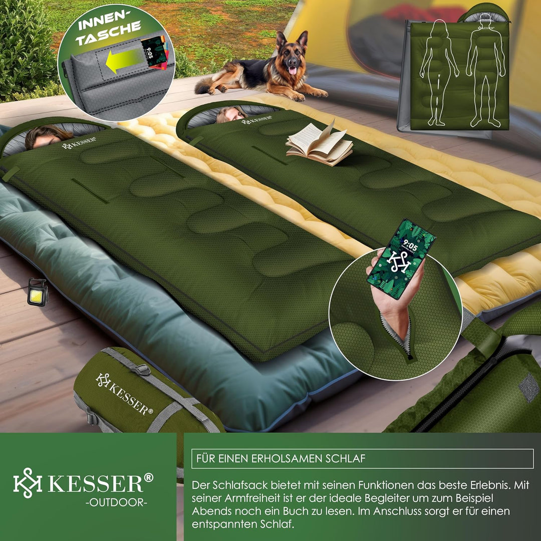 KESSER® Schlafsack Outdoor | Deckenschlafsack 3-4 Jahreszeiten | Camping-Sleeping-Bag für Erwachsene