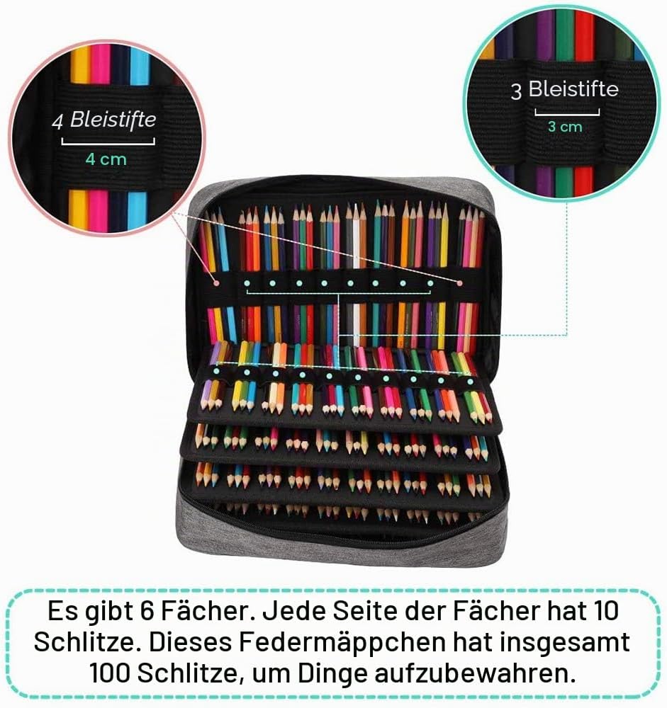 JAKAGO Federmäppchen Grosse Kapazität für 300 Stifte Aufbewahrung Buntstifte,Wasserdicht Pencil Case