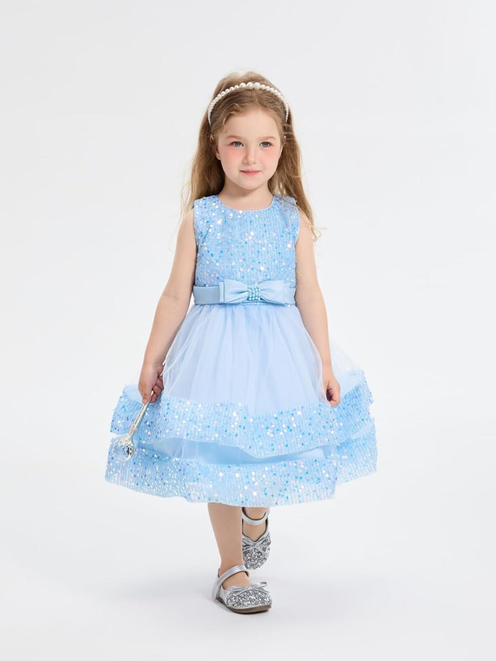 Miipat Baby Mädchen Kleid Prinzessin Tüll Pailletten Partykleid Ärmellos Tutu Blumenmädchenkleider f