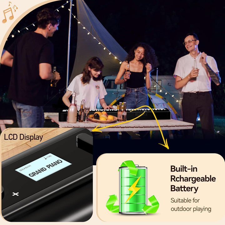TERENCE E Piano 88 Tasten Faltbares Digital Piano mit 2000mAh Batterie unterstützung MIDI-USB Audio-