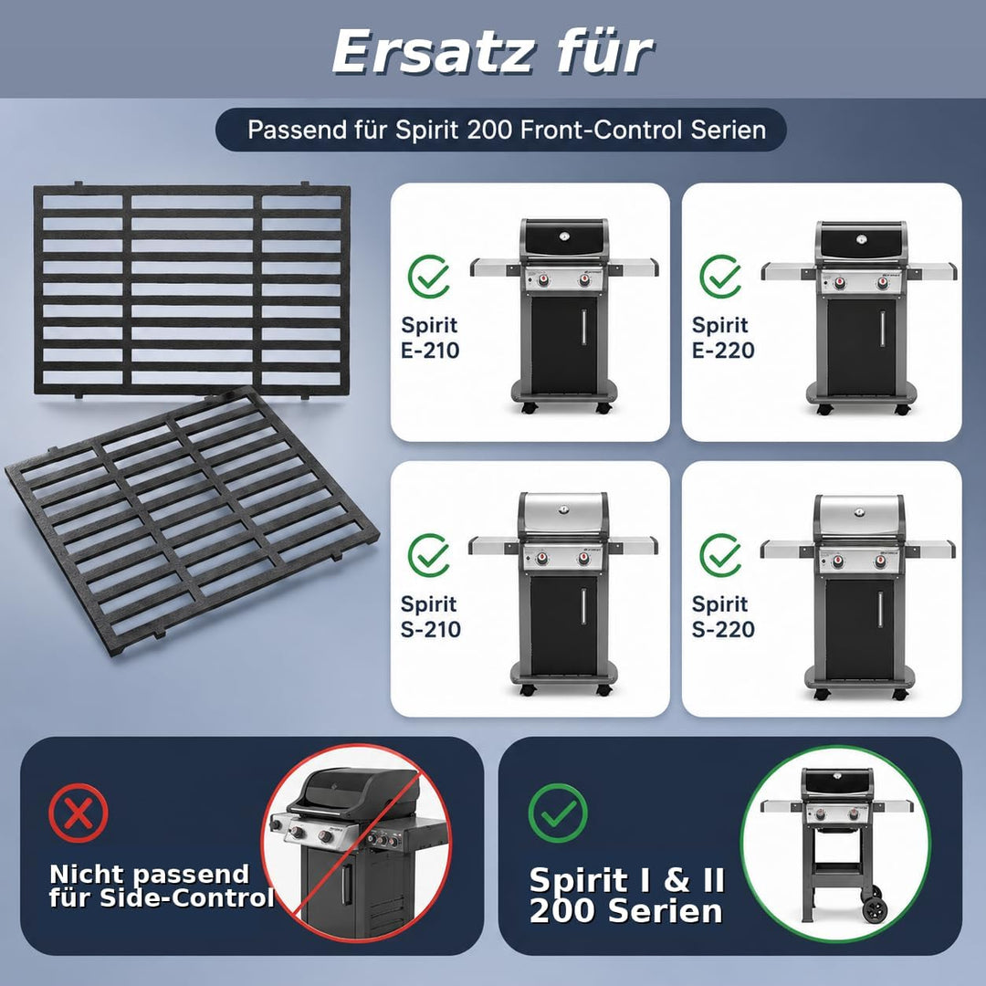 Uniflasy 44,5 x 26cm Gusseisen Grillrost 7637 für Weber Spirit I & II E210, E220, S210, S220 (mit vo