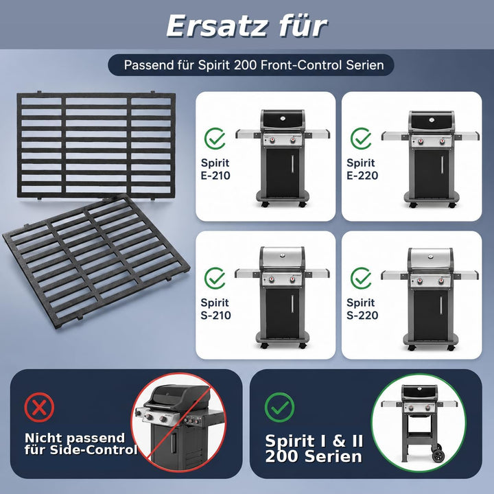 Uniflasy 44,5 x 26cm Gusseisen Grillrost 7637 für Weber Spirit I & II E210, E220, S210, S220 (mit vo