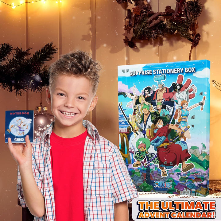 One Piece Adventskalender 2025 Kinder Weinachtskalender mit Sticker, Schreibwaren, Schlüsselanhänger