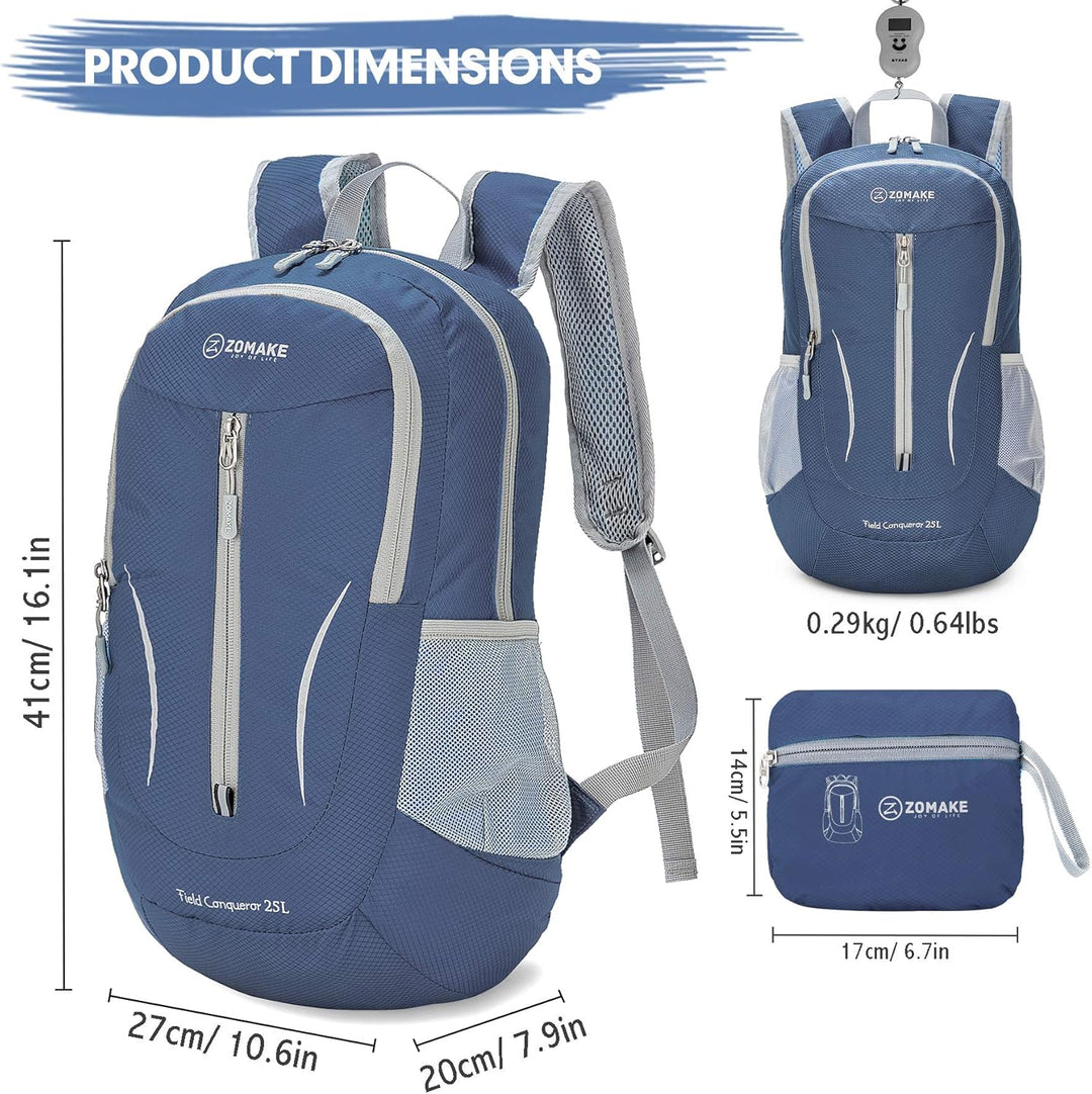 ZOMAKE Ultraleicht Faltbarer Rucksack - Packbare Backpacks 25L,Kleiner Faltbar Rucksäcke Wanderrucks