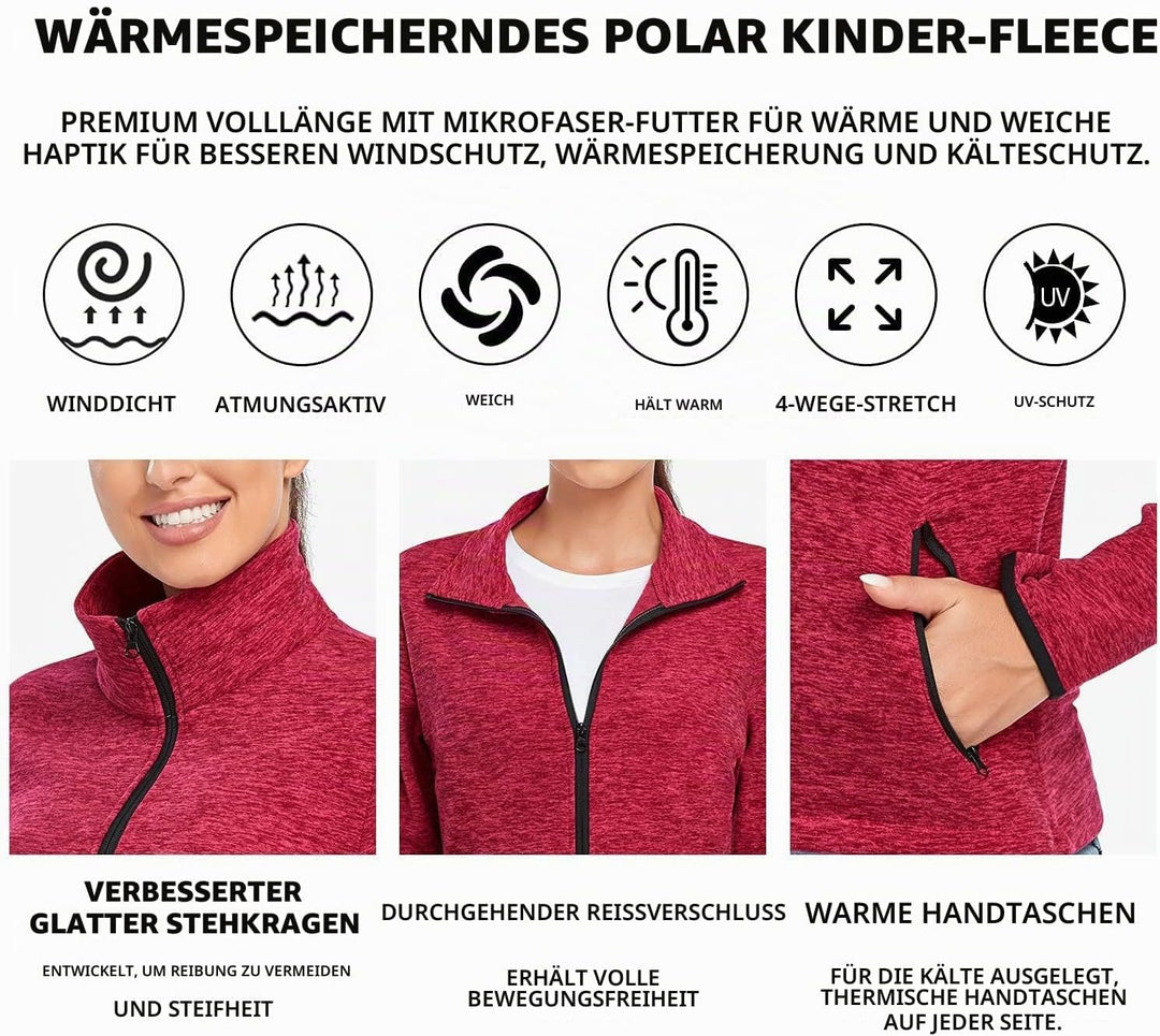 Soneven Fleecejacke Damen, Damen Fleece Jacke mit Durchgehendem Reissverschluss Langärmlig Leicht Fu