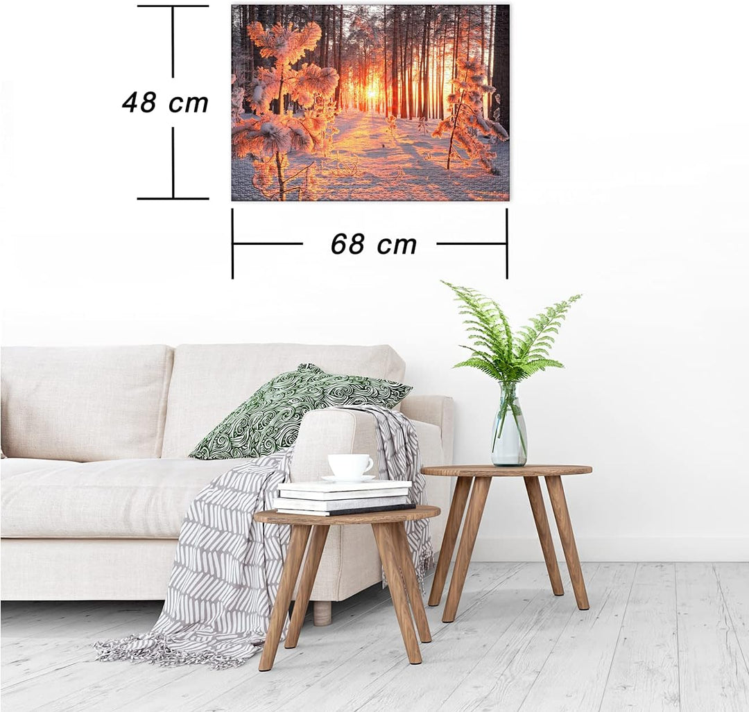 Ulmer Puzzleschmiede - Puzzle „Wintersonne“ - Klassisches 1000 Teile Jahreszeiten-Puzzle - Schnee-La