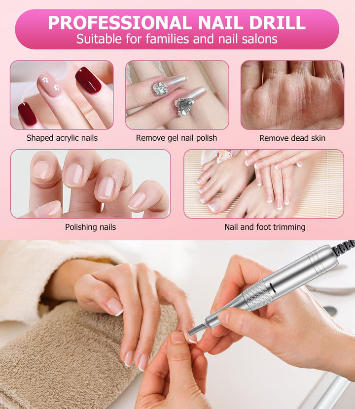 Bixury Nagelfräser Fräser Nägel Maniküre Set Elektrische Nagelfeile 35000 U/min Nagelfeile Fräser Au