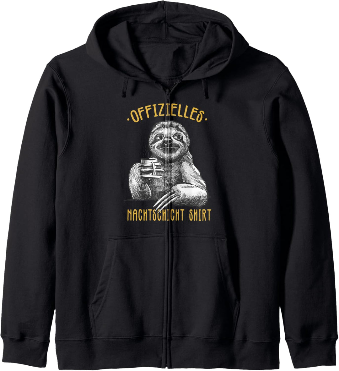 Offizielles Nachtschicht Shirt - Lustiges Kaffee Faultier Kapuzenjacke