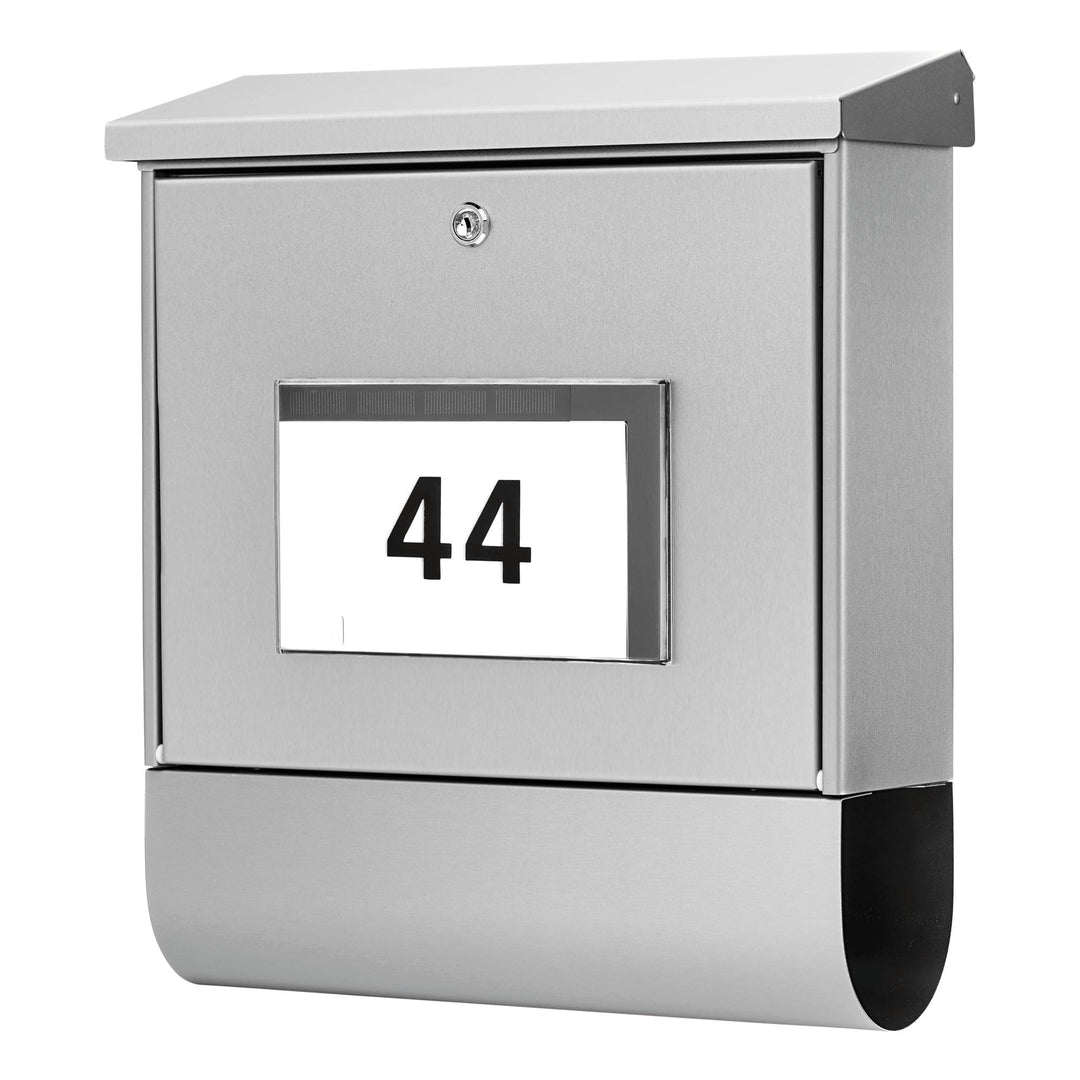 Burg Wächter Briefkasten mit Zeitungsfach und beleuchteter Hausnummer, Rostfreier Edelstahl, Einwurf