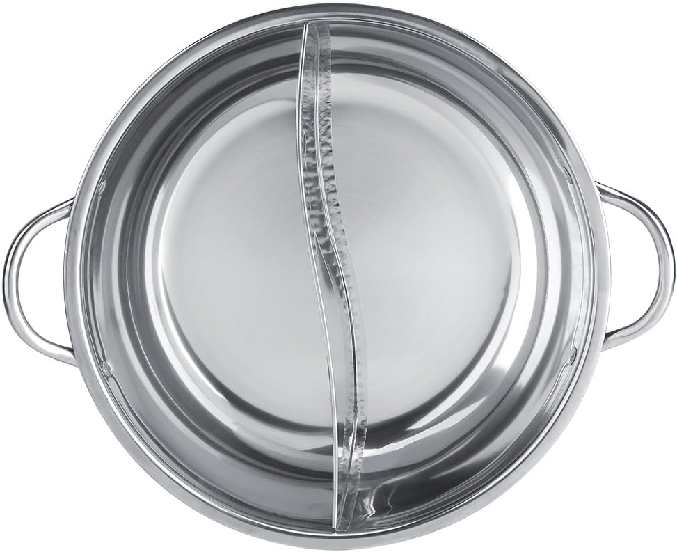 Chinese Hot Pot, zwei Zimmer Shabu-Shabu-Edelstahl-Topf Tiefer Topf für 4-5 Personen, verwendet mit