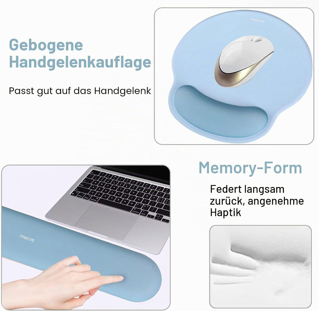 MOSISO Handballenauflage Tastatur&amp;Maus Set, Kreis Gekrümmt Ergonomisch Mauspad&amp;Untersetzer rutschfes