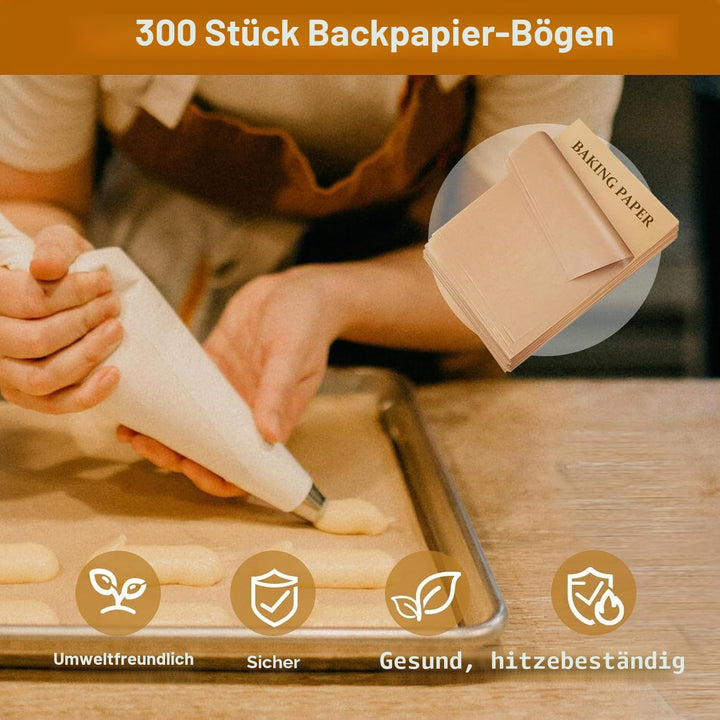 O2frepak Backpapier-Backbleche,300Stück,30x40cm,Vorgeschnittene Antihaft-Backblechmatte,ölbeständige