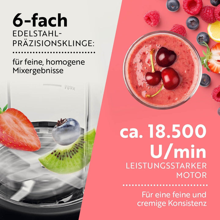 GOURMETmaxx Mixer &amp; Smoothie Maker 4-tlg. | Standmixer elektrisch für den Vitaminkick to go | Nutrit