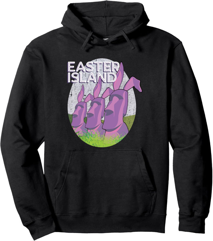 Funny Easter Island Moai Bunny Ears Travel Pullover Hoodie