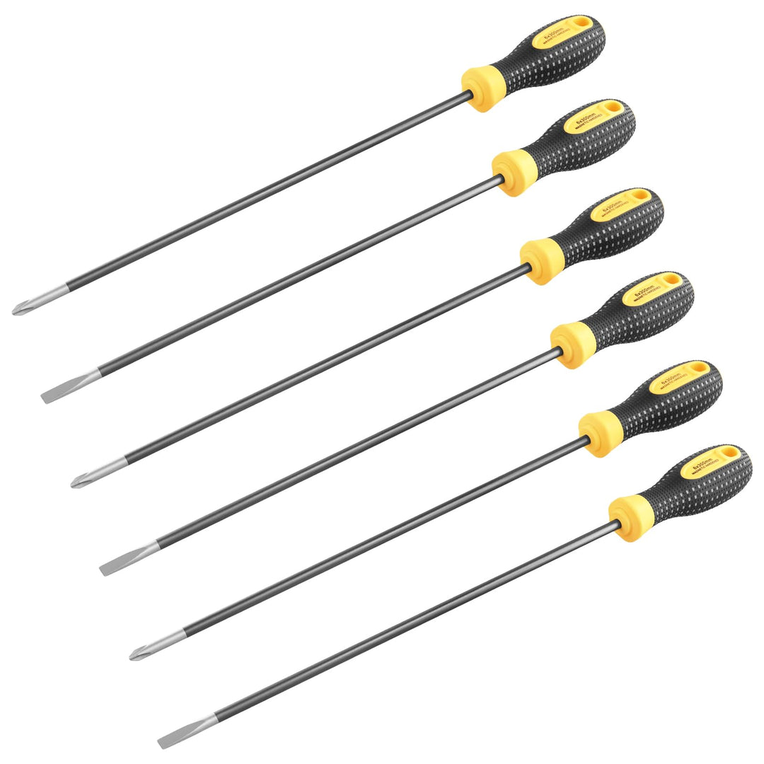 SINJEUN 6 Stück Schraubendreher Set, 3 Kreuzschlitzschraubendreher und 3 Flachschraubendreher, 6 x 3