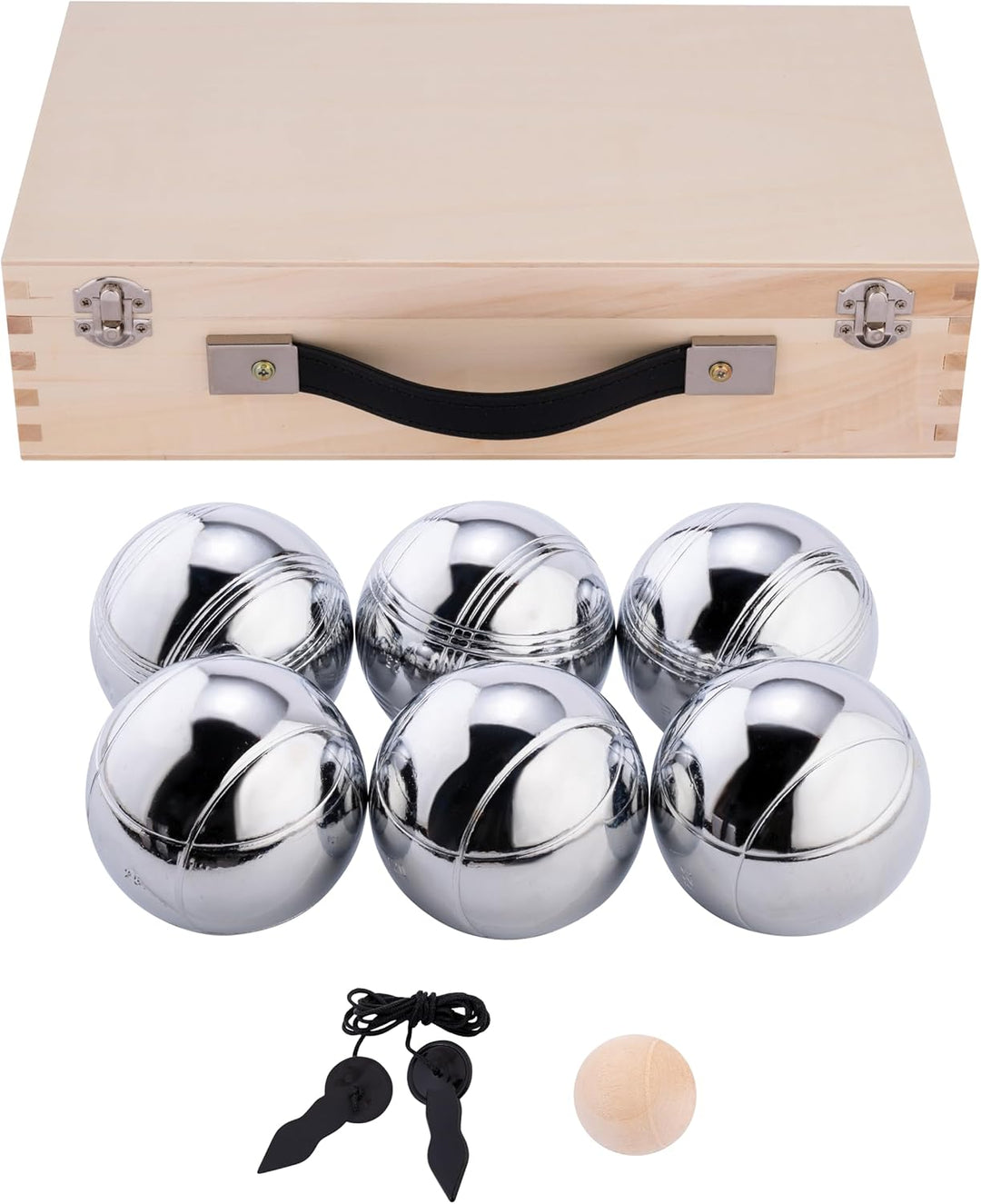 Engelhart - 010205 - Triplett Boule Kugeln Set - in einem schönen Holzkoffer, 2 Spieler: 2 x 3