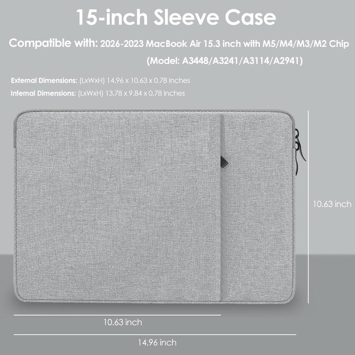 ProElife 15-Zoll Laptop-Schutzhülle für MacBook Air 15.3 Zoll mit M4, M3, M2 (A3241, A3114, A2941),
