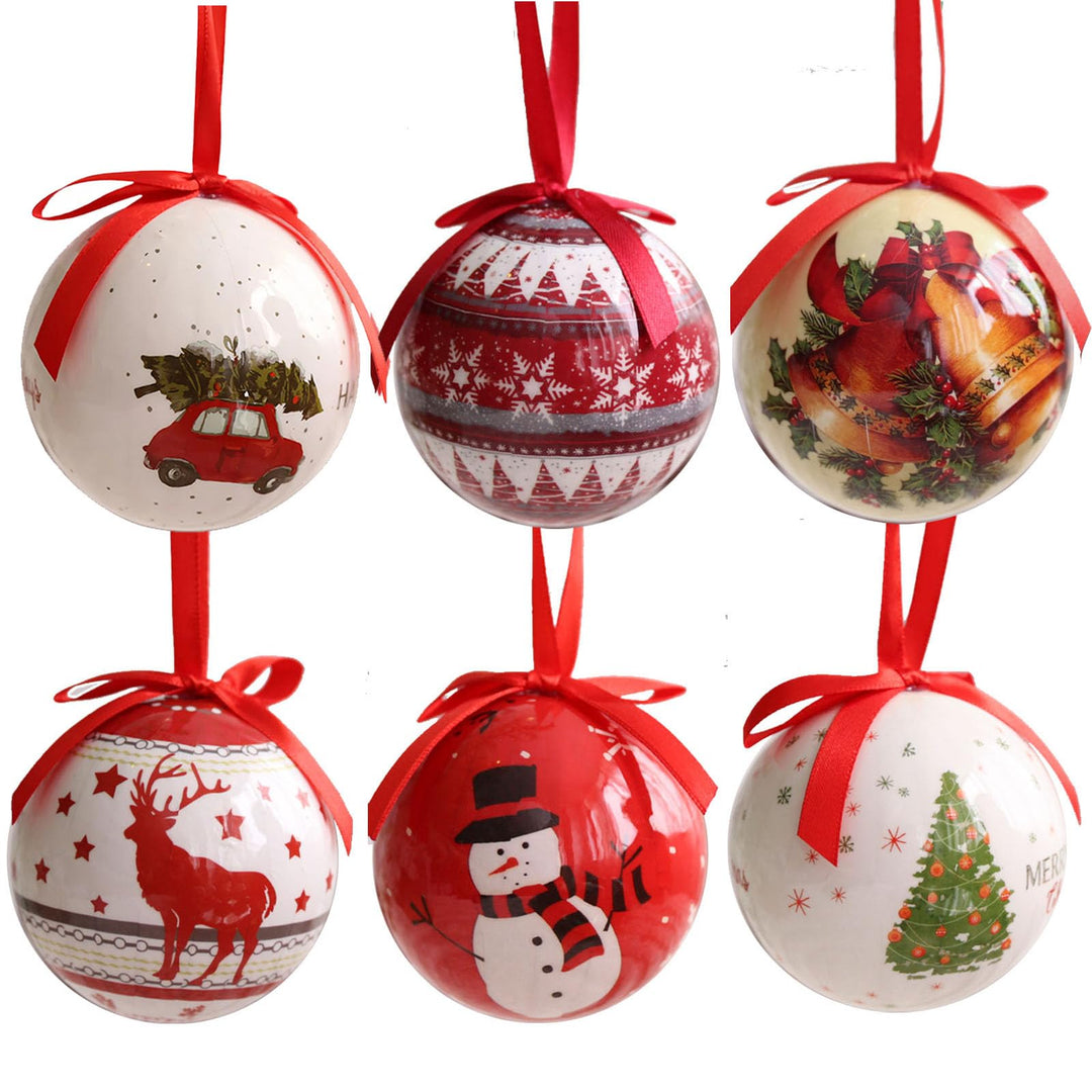 6er Set Christbaumkugel Nostalgie Christmas Tree Decoration Ball Weihnachtsdekorative Plastikkugeln