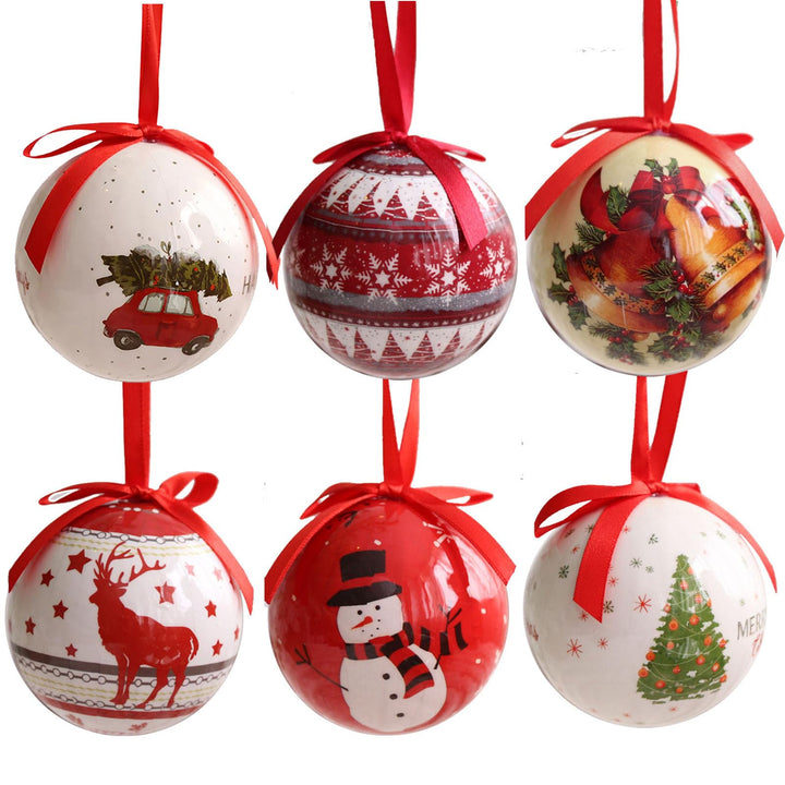 6er Set Christbaumkugel Nostalgie Christmas Tree Decoration Ball Weihnachtsdekorative Plastikkugeln