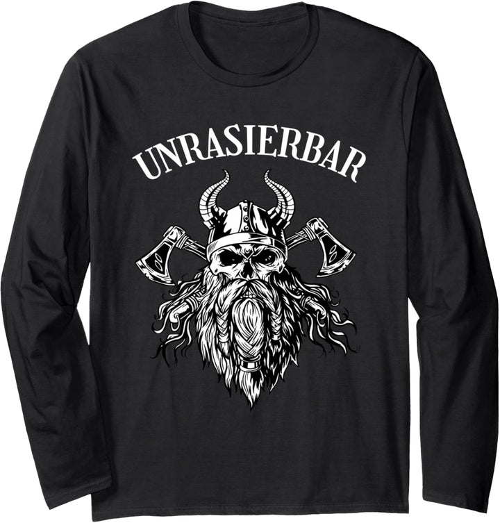 Bartträger Bart Wikinger Lustig Spruch Unrasierbar Geschenk Langarmshirt