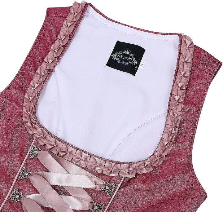 KOJOOIN Trachtenkleid Dirndl Kurz Damen Midi für Oktoberfest 3tlg.- DREI Teilig: Kleid, Bluse, Schür