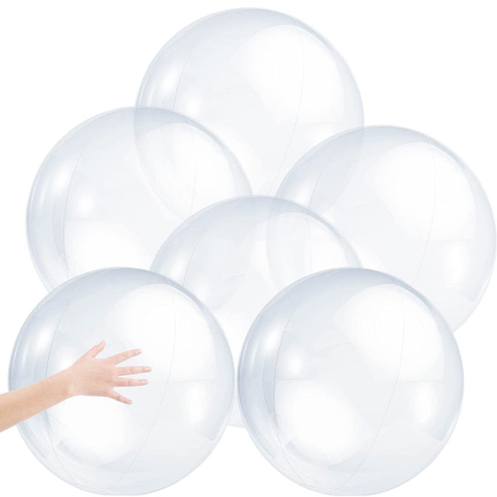 6 Stück aufblasbarer, transparenter Ball, 40,6 cm, PVC-Wasserball, heller Wasserballon, transparente
