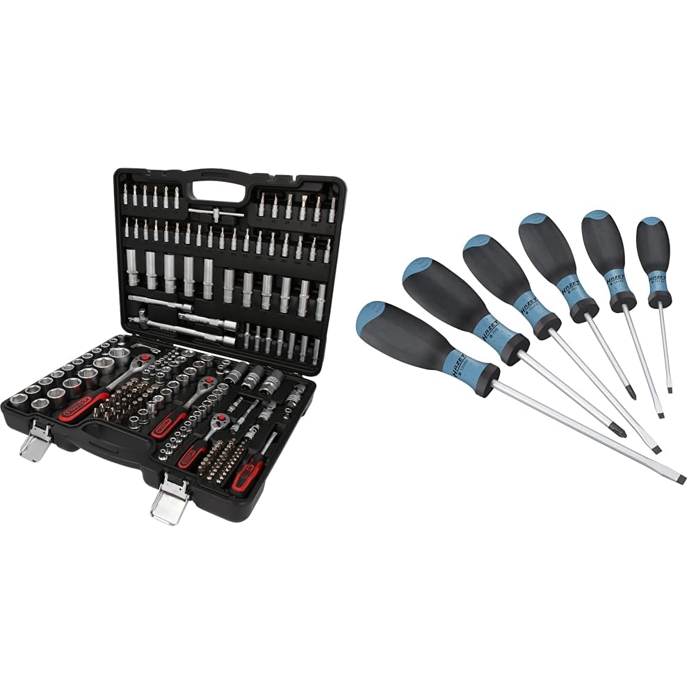 KS Tools 917.0779 1/4 Zoll + 3/8 Zoll + 1/2 Zoll Steckschlüssel-Satz 179-tlg. & HAZET Schraubendrehe