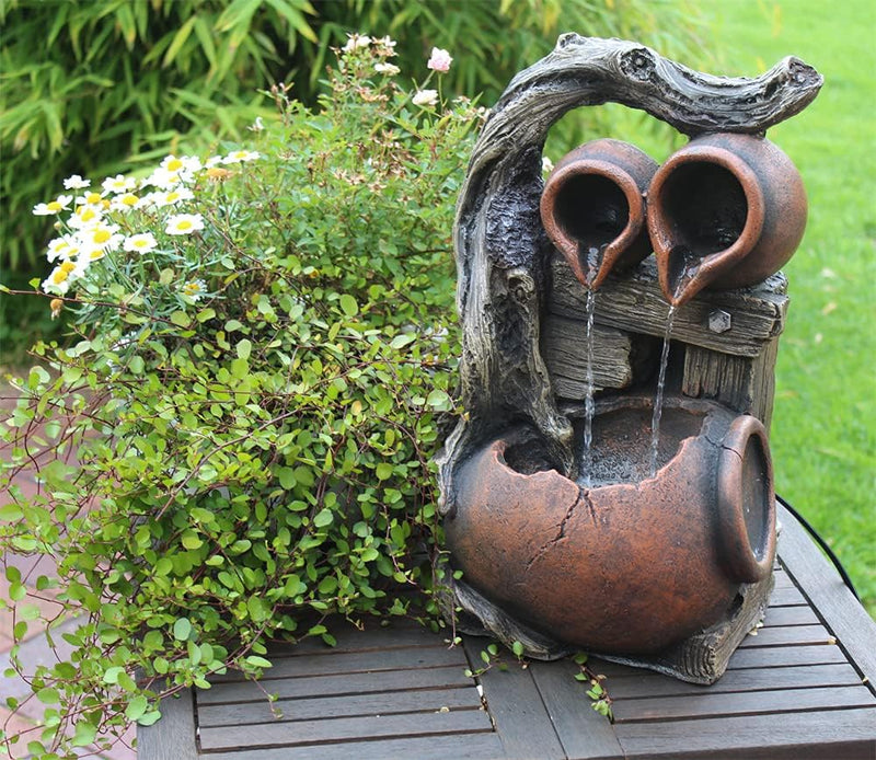 Gartenbrunnen BK834 mit Beleuchtung Springbrunnen Wasserfall Balkonbrunnen Terrassenbrunnen Gartende