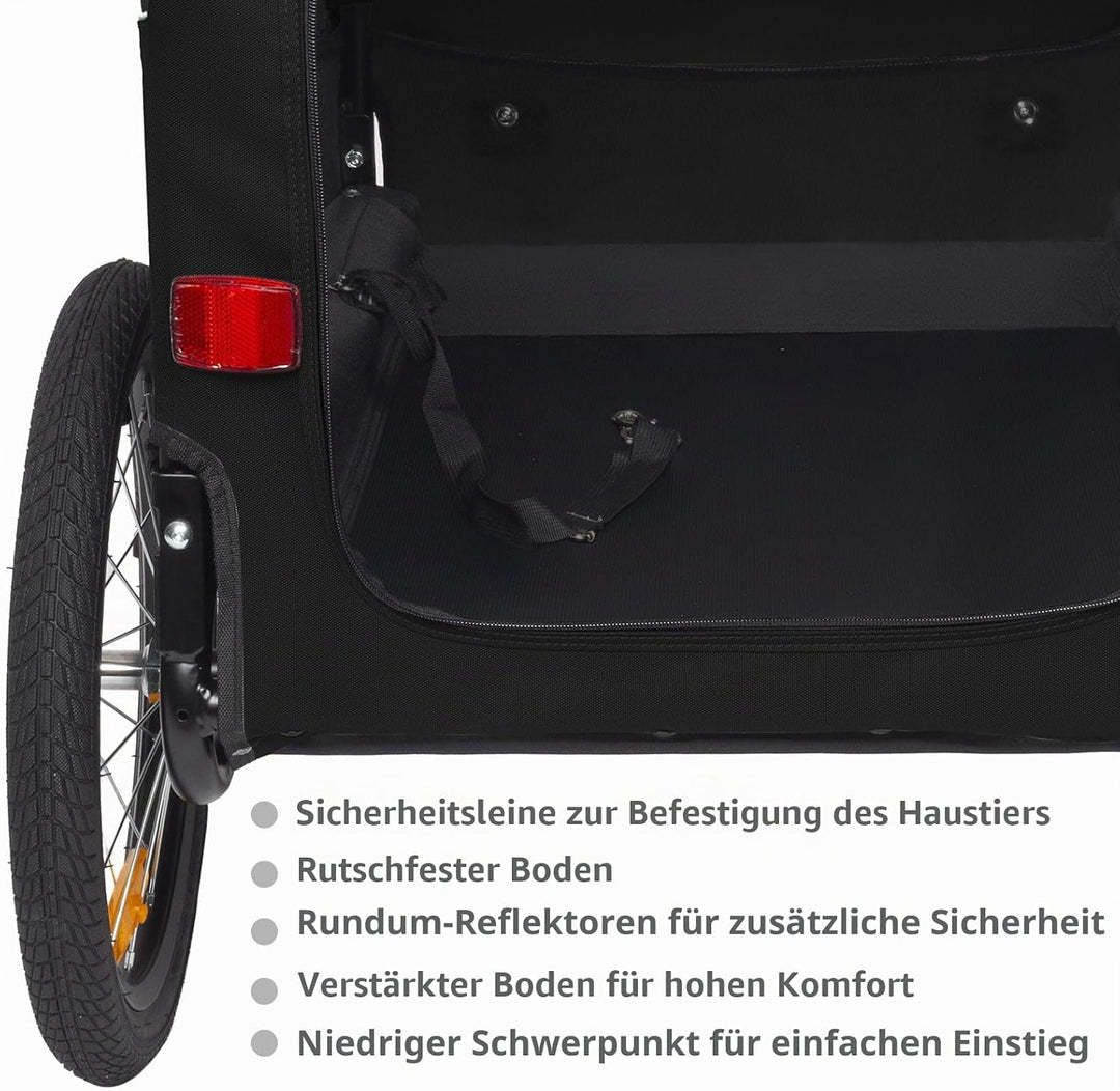 Tiggo VS Pets L Hundeanhänger &amp; Jogger 2-in-1 Hundebuggy, Fahrradanhänger Klappbar,gross ca. 250 Lit