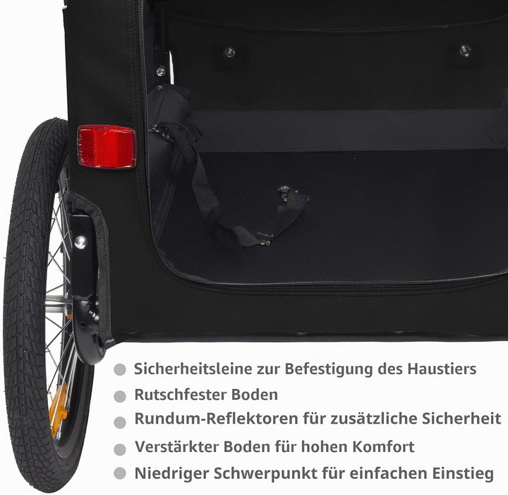 Tiggo VS Pets L Hundeanhänger &amp; Jogger 2-in-1 Hundebuggy, Fahrradanhänger Klappbar,gross ca. 250 Lit