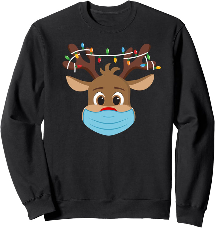 Rudolph Roten Nase Rentier Maske Reindeer Santa Claus Lustig Sweatshirt