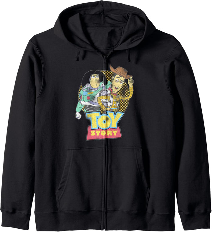 Disney Pixar Toy Story Buzz Woody Distressed Retro Kapuzenjacke
