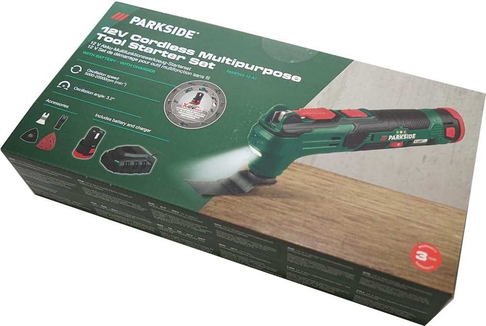 HEADNMORE® Bundle - PARKSIDE® 12V Akku Multifunktionswerkzeug PAMFWS 12 A1 Schleifer + HEADNMORE® Sc