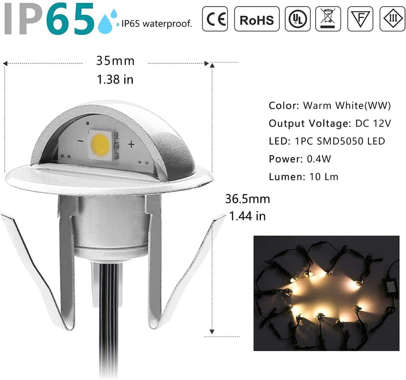 CISLAN wasserdichte Sockeldeckleuchten, hochhelle vergrabene Gartenleuchte mit Adapter Mehrfarben 12