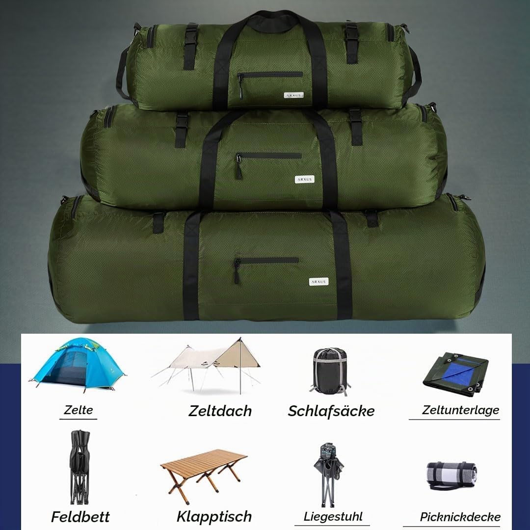 Arxus Sporttasche 90L 50L 30L Gross Reisetasche Faltbare Gepäck Tasche Damen Herren Weekender Schwim