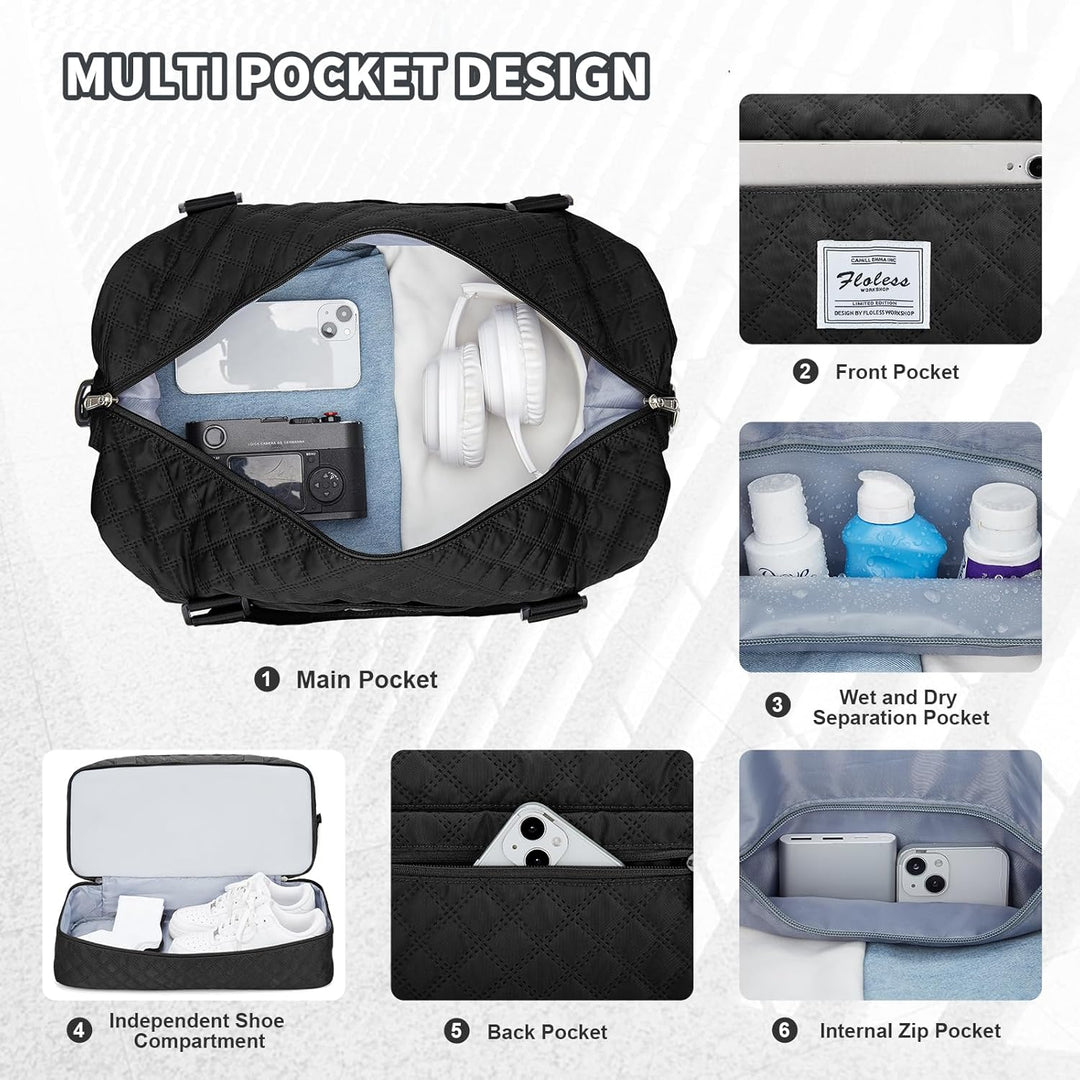 Reisetasche Damen, Gross Sporttasche Handgepäck Tasche Weekender Bag Schwimmtasche Travel Bag Duffle