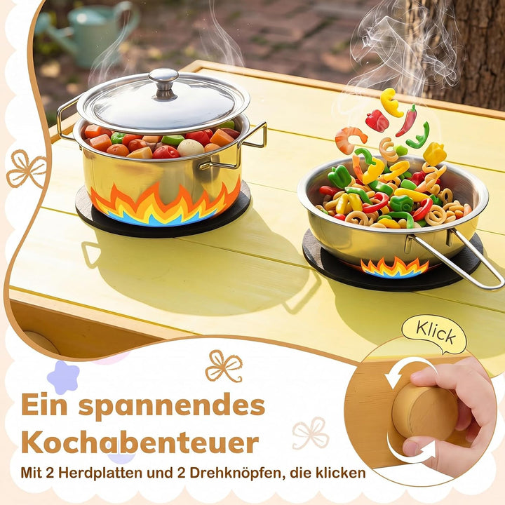 COSTWAY Matschküche Kinder Outdoor, Spielküche mit Wassertank &amp; Wasserhahn | Kinderküche mit Rädern,