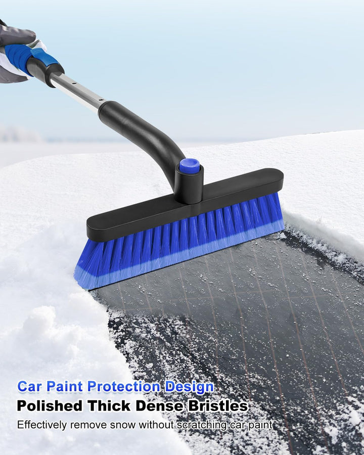 SEAAES 33 Zoll Schneebürste und Eiskratzer für Auto Windschutzscheibe, Ausziehbarer Schneeschaber un