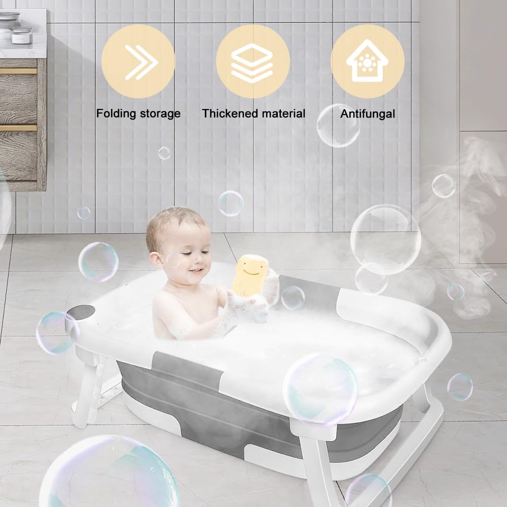 Faltbare Babybadewanne für Jungen und Mädchen – tragbar, rutschfest, Kunststoff, ideal für Badezimme