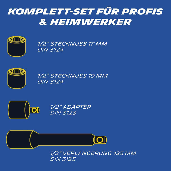 MICHELIN Drehmomentschlüssel MTW 210 Auto | Drehmoment 42 bis 210 Nm | Inkl. Stecknüssen, Adapter un