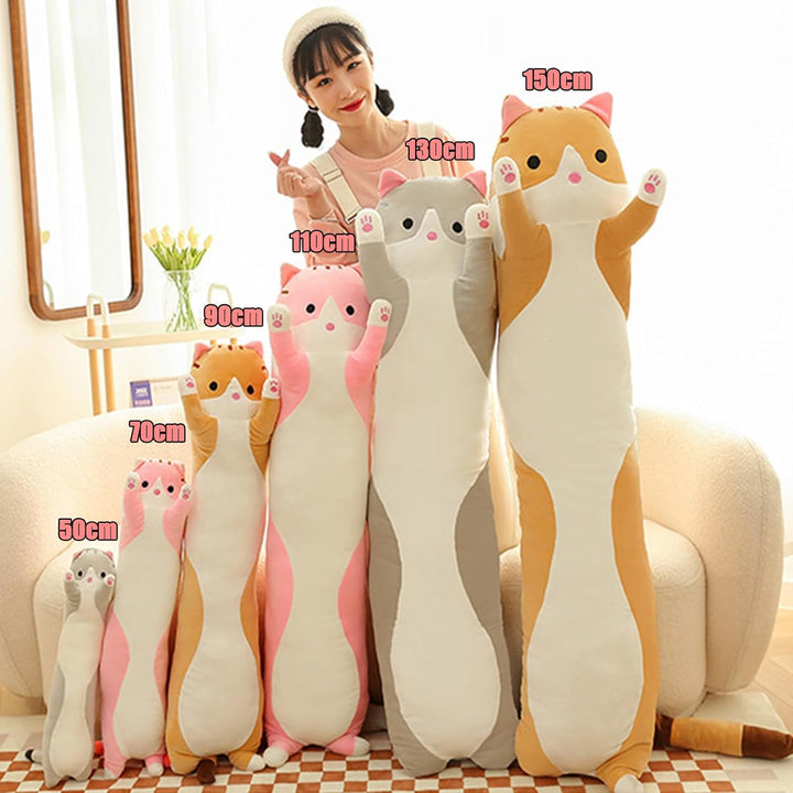 Lange Katze Kuscheltier Stofftiere Katzen Plüsch Kisse Süsse Kätzchen Plüschtier Schlafkissen,Weiche