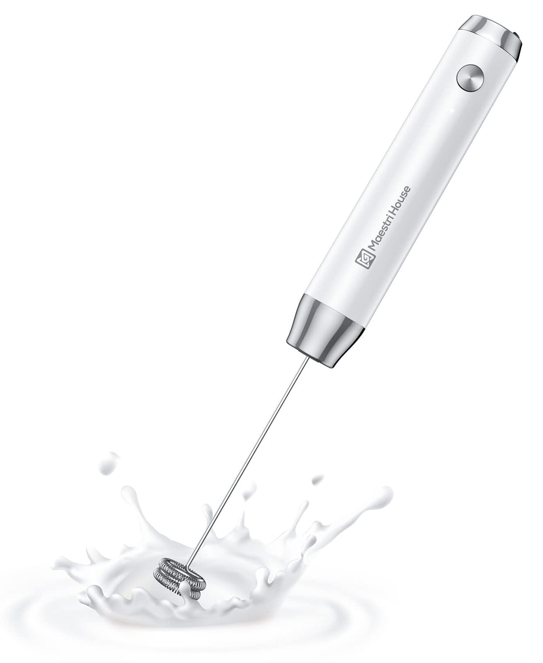 Maestri House Wiederaufladbarer Milchaufschäumer, Tragbarer Elektrischer Schaummacher aus Edelstahl,