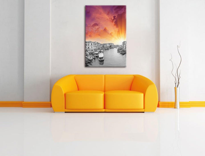 Pixxprint altmodische Wasserstrasse in Venedig als Leinwandbild/Grösse: 120x80 / Wandbild/Kunstdruck