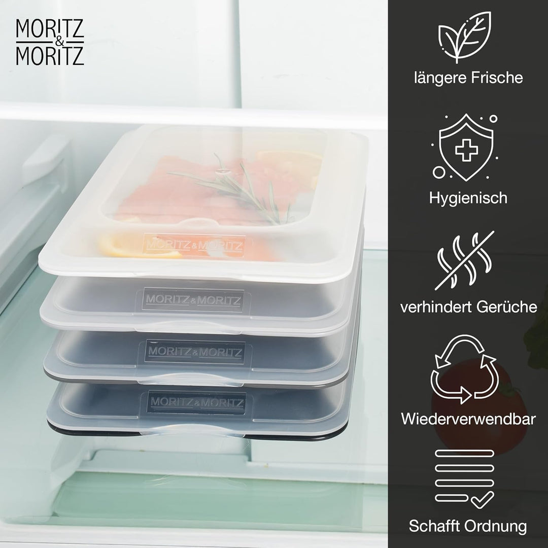 Moritz & Moritz Aufschnittdosen 8er Set Aufschnittbox stapelbar - Frischhaltedosen mit Deckel zur Au
