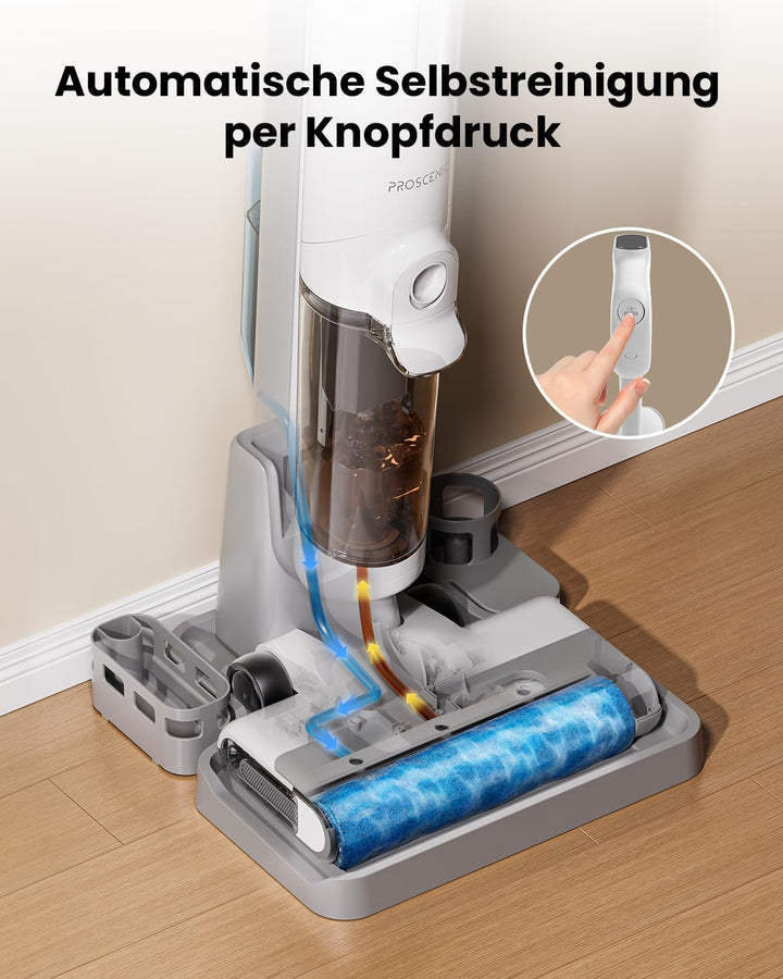 Proscenic F10 Ultra Nass Trockensauger Akku, 60 Min Staubsauger mit Wischfunktion, Selbstreinigungsf