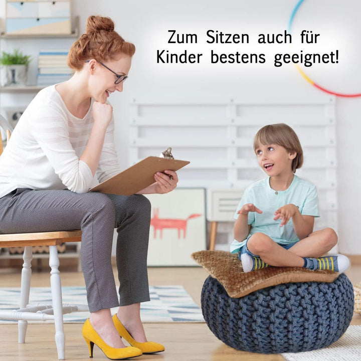 casamia Pouf Ø 55 o. 45 cm Strickhocker Sitzpouf Bodenkissen für Innen Indoor Grösse ø 55 cm, Farbe